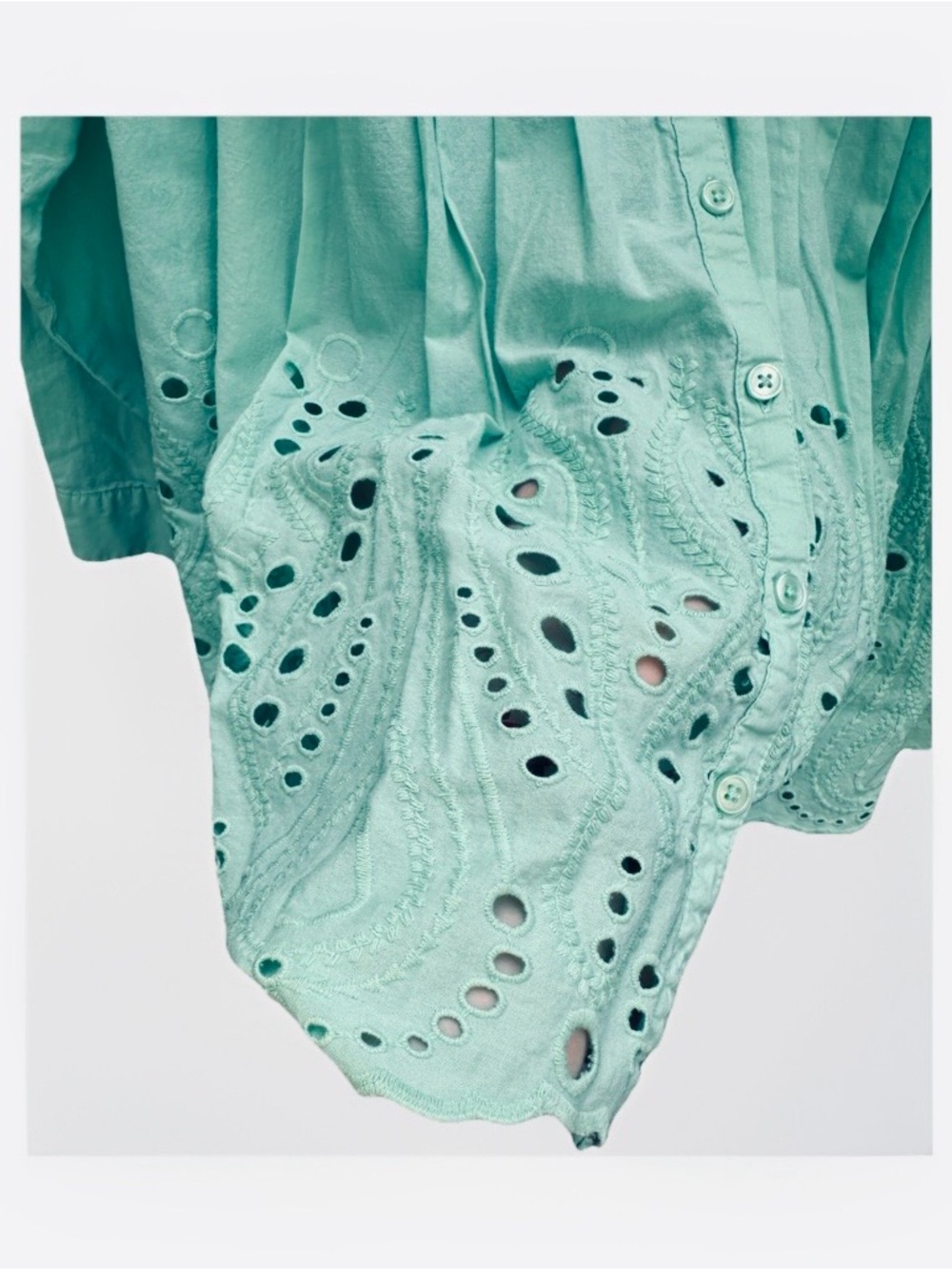 Roaman's Mint Green Pintuck Button-Front Tunic - Picture 3 of 7